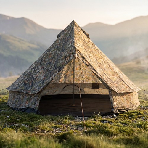 Camo bell tent with chimney - 4m,